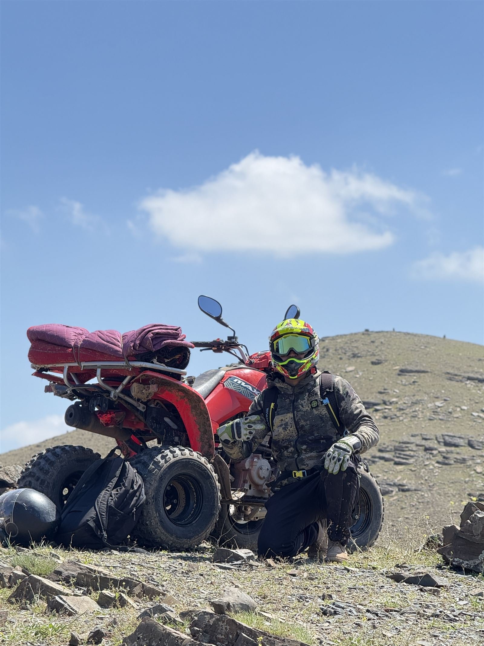 Rider Red Quad Atlas Mountains Marrakech