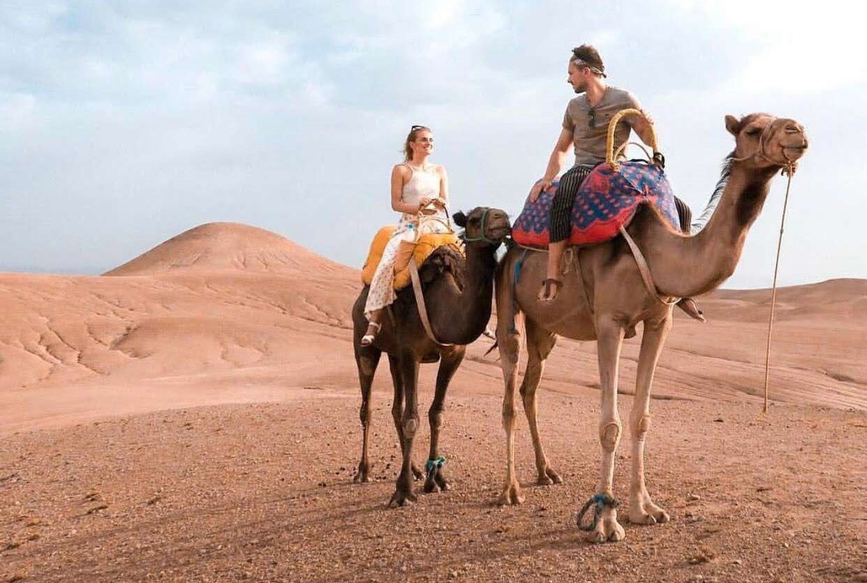 Camel ride across the Agafay desert dunes near Marrakech